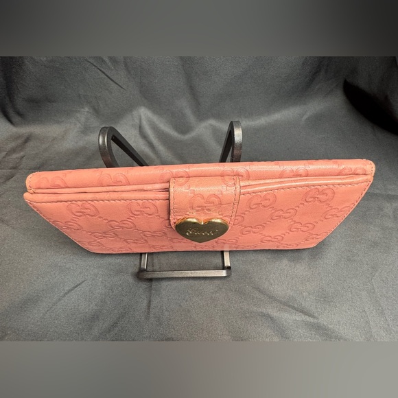 Gucci Heart GG Guccissima Embellished Pink Continental Leather Wallet - Picture 3 of 16